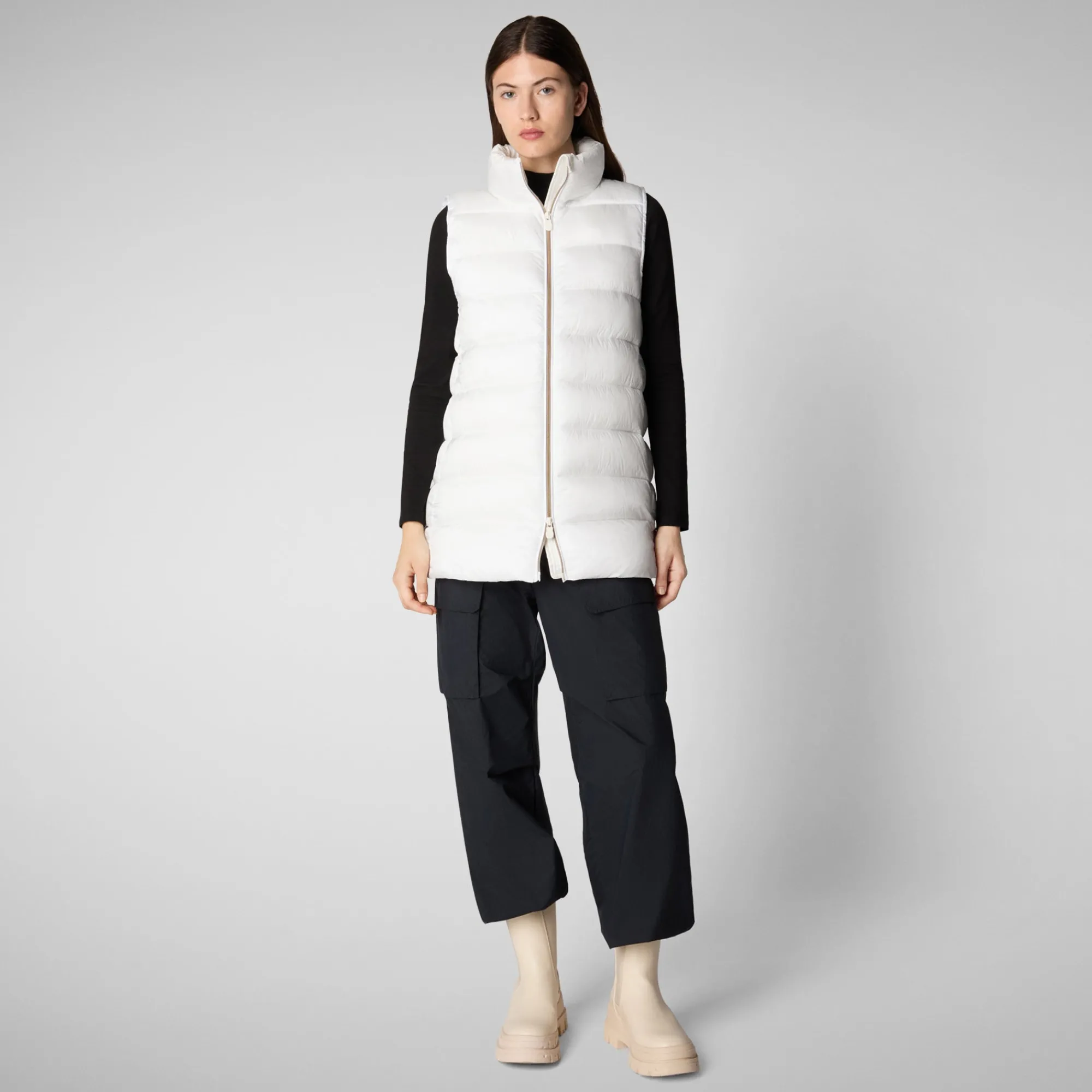 Discount Save The Duck Women's quilted vest Coral in Off White
