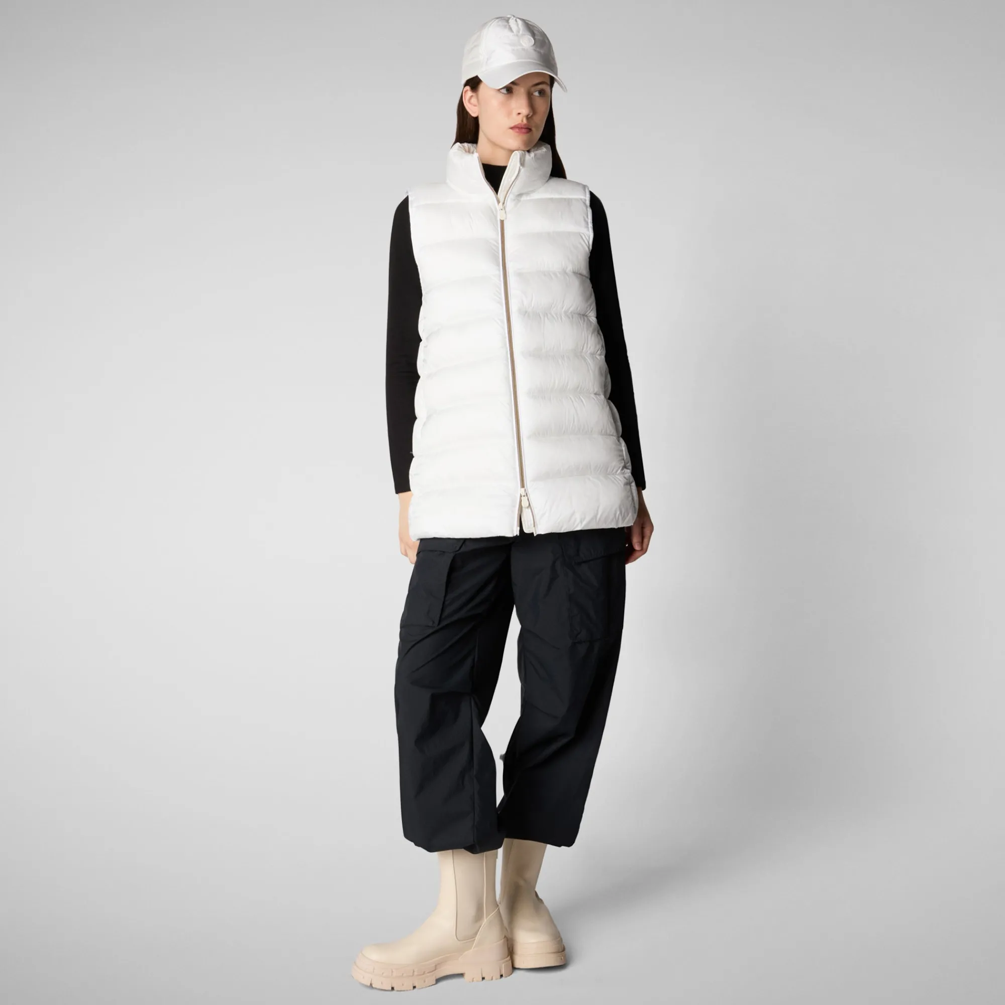 Discount Save The Duck Women's quilted vest Coral in Off White