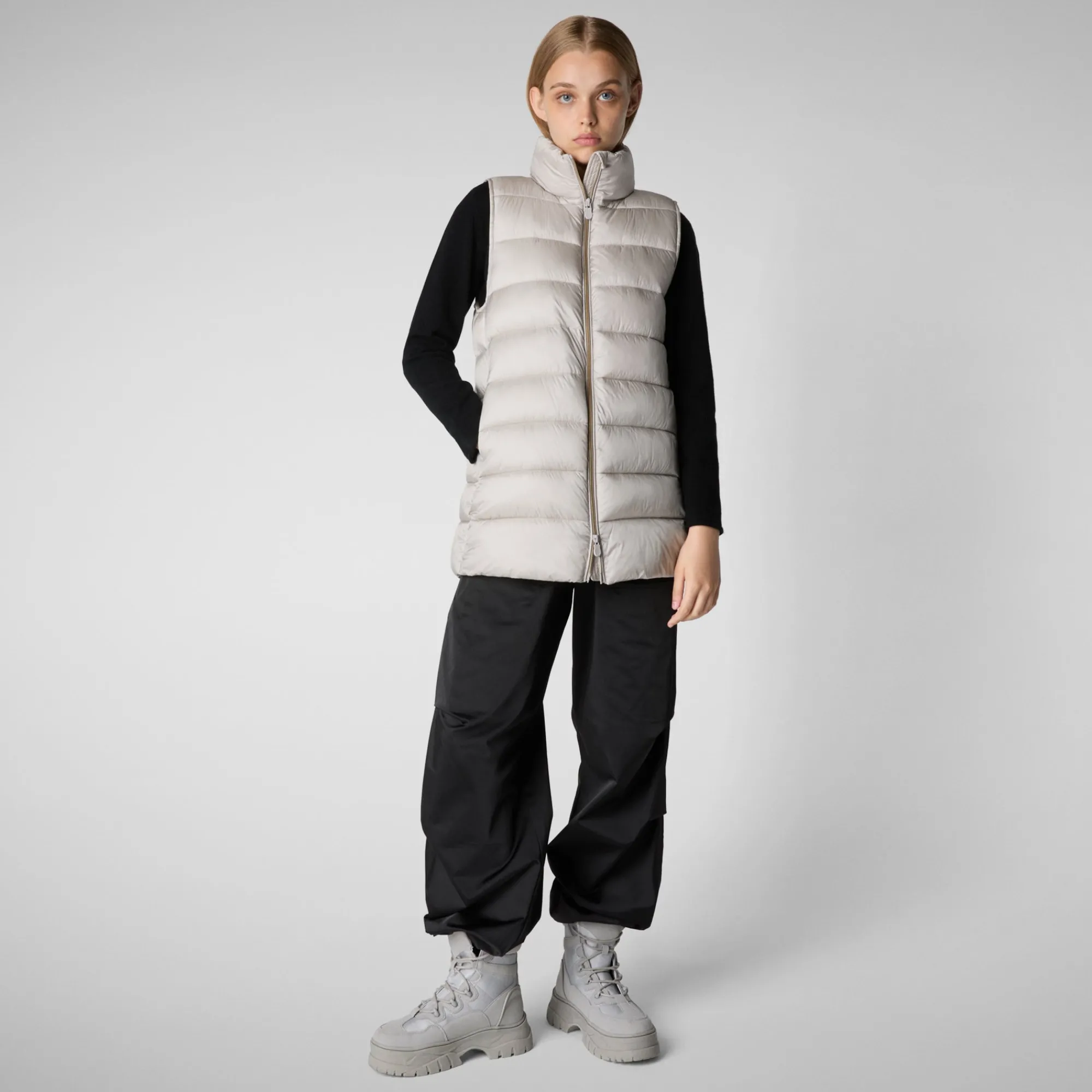 Cheap Save The Duck Women's quilted vest Coral in RAINY BEIGE