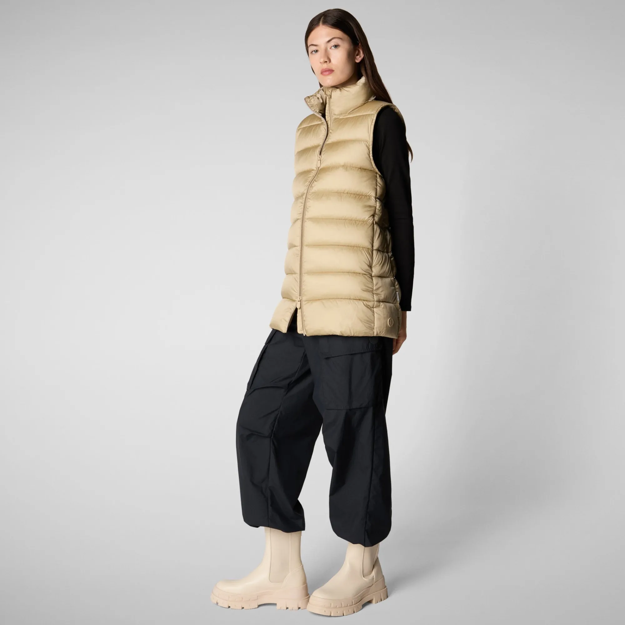 Best Sale Save The Duck Women's quilted vest Coral in WOOD BEIGE WoodBeige